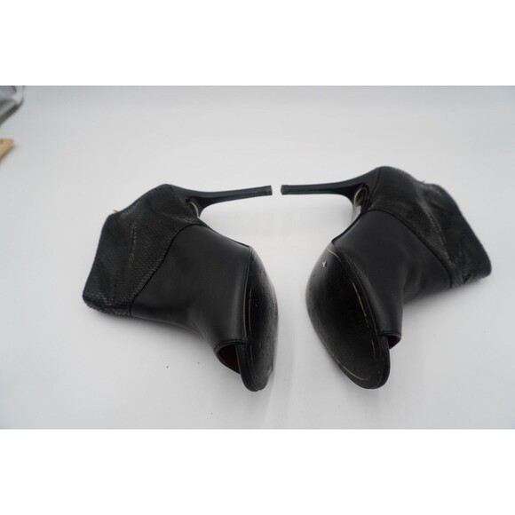 Charles Jourdan Black Snakeskin Back Zipper Peep Toe Stiletto Ankle Boot Sz 8.5 - Picture 12 of 12